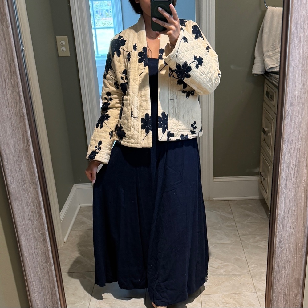 Next Tan and Navy Floral Utility Jacket
